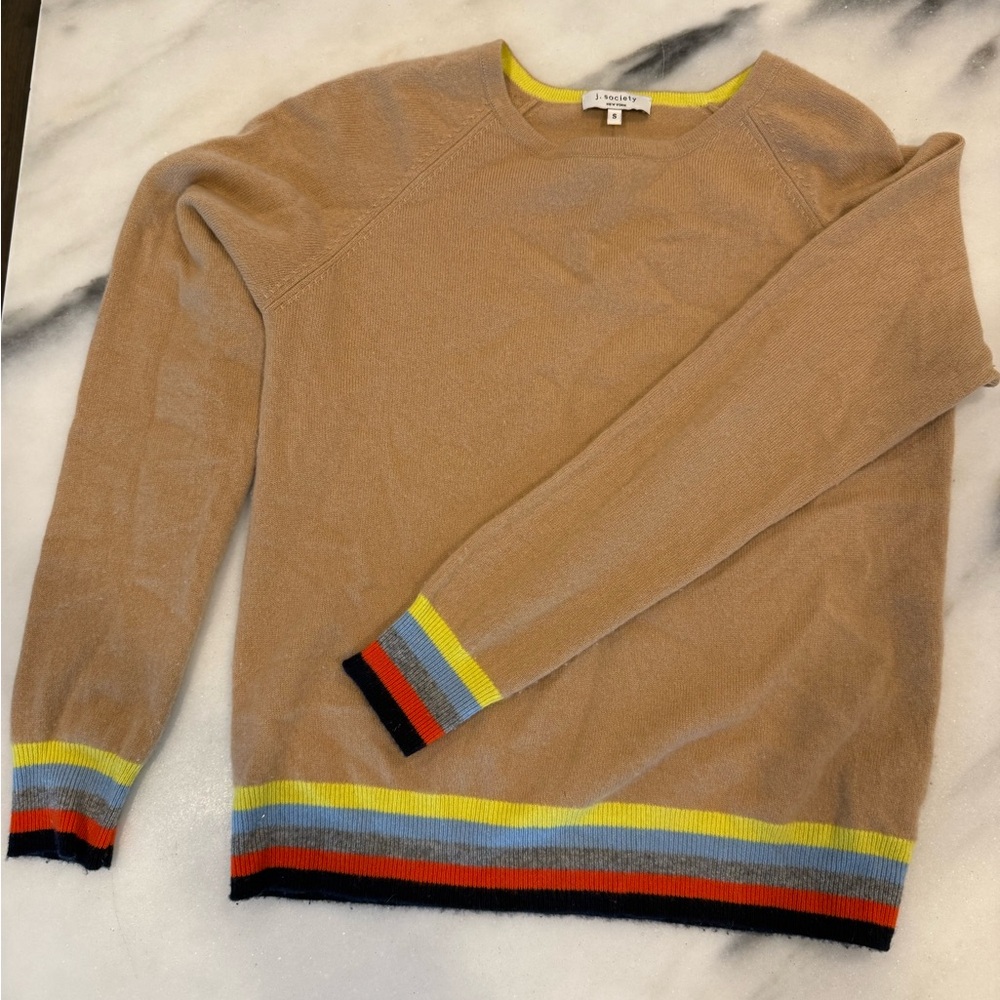 I. Society Cashmere Sweater with Colorful Stripes